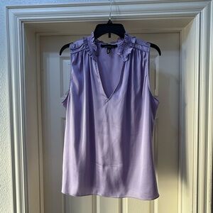 White House Black Market Purple Ruffle Blouse